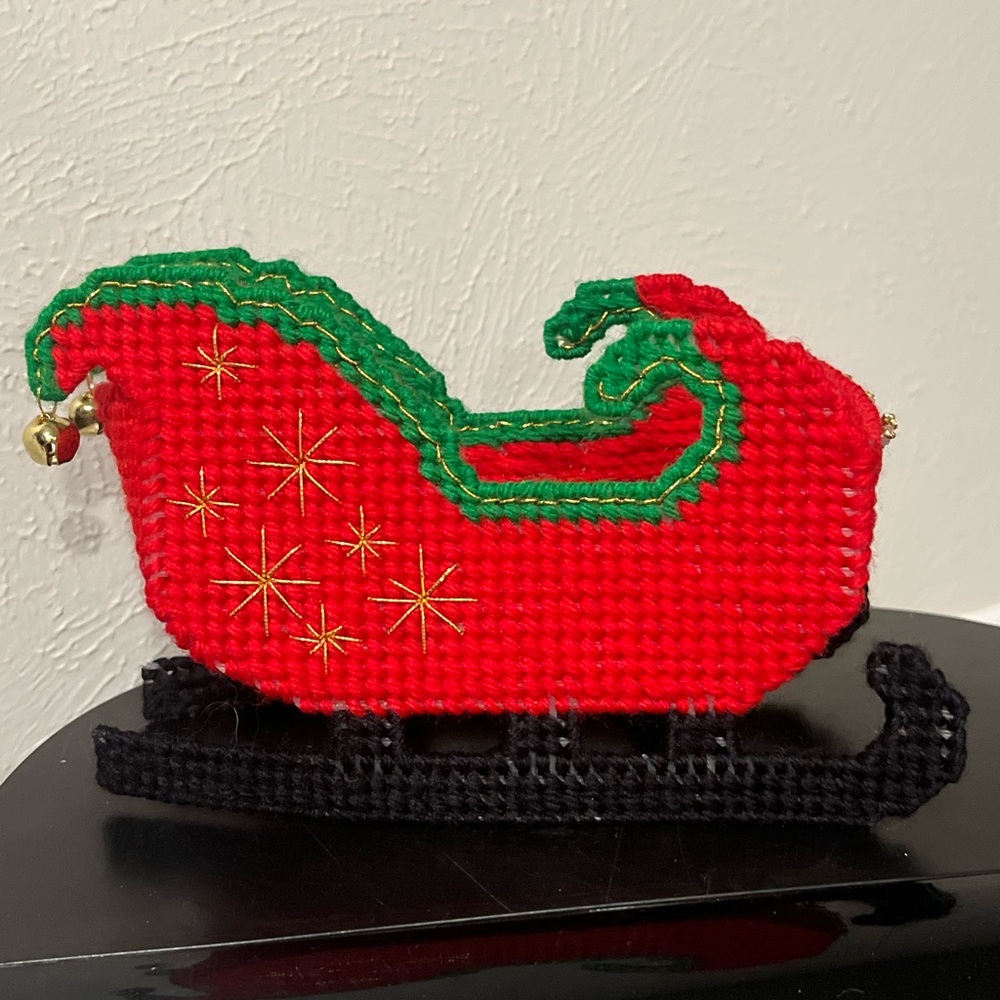 Festive Red and Green Sleigh Decoration